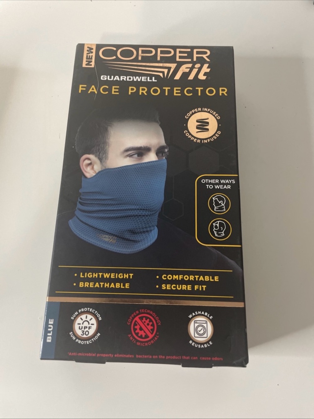 Copper Fit Guardwell Copper Infused Face Protector-Blue Adult One Size Fits All